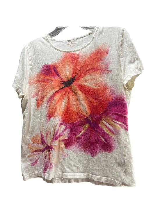 Jones New York Sport Tops - Jones New York Sport XL Floral Print Shirt White With Bold Red & Purple Flowers